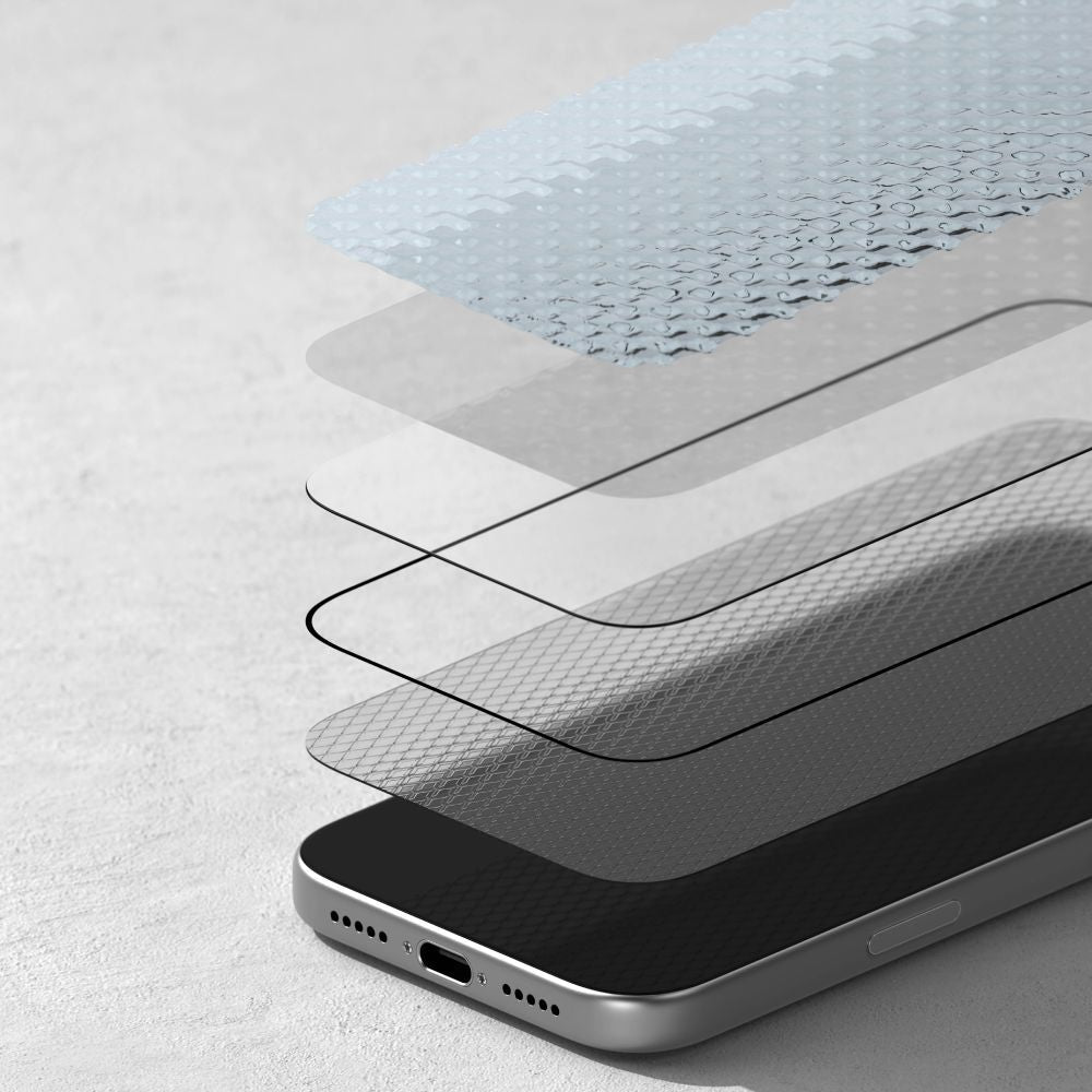 Ringke Easy Slide AR schermbeschermfolie voor Apple iPhone 17 Pro, gehard glas, volledige lijm, 2.5D, zwart
