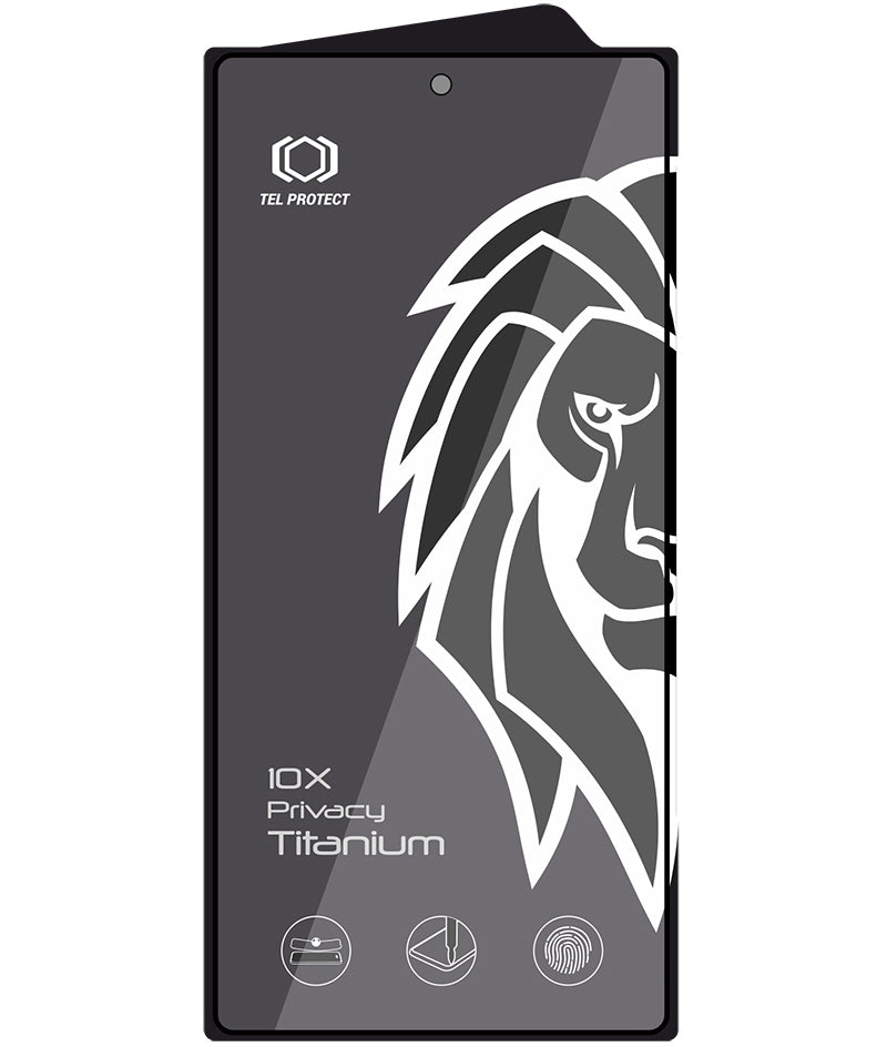 Tel Protect 10X Plus Titanium privacy-schermbeschermer voor Samsung Galaxy S25 Ultra S938, gehard glas, volledige kleeflaag