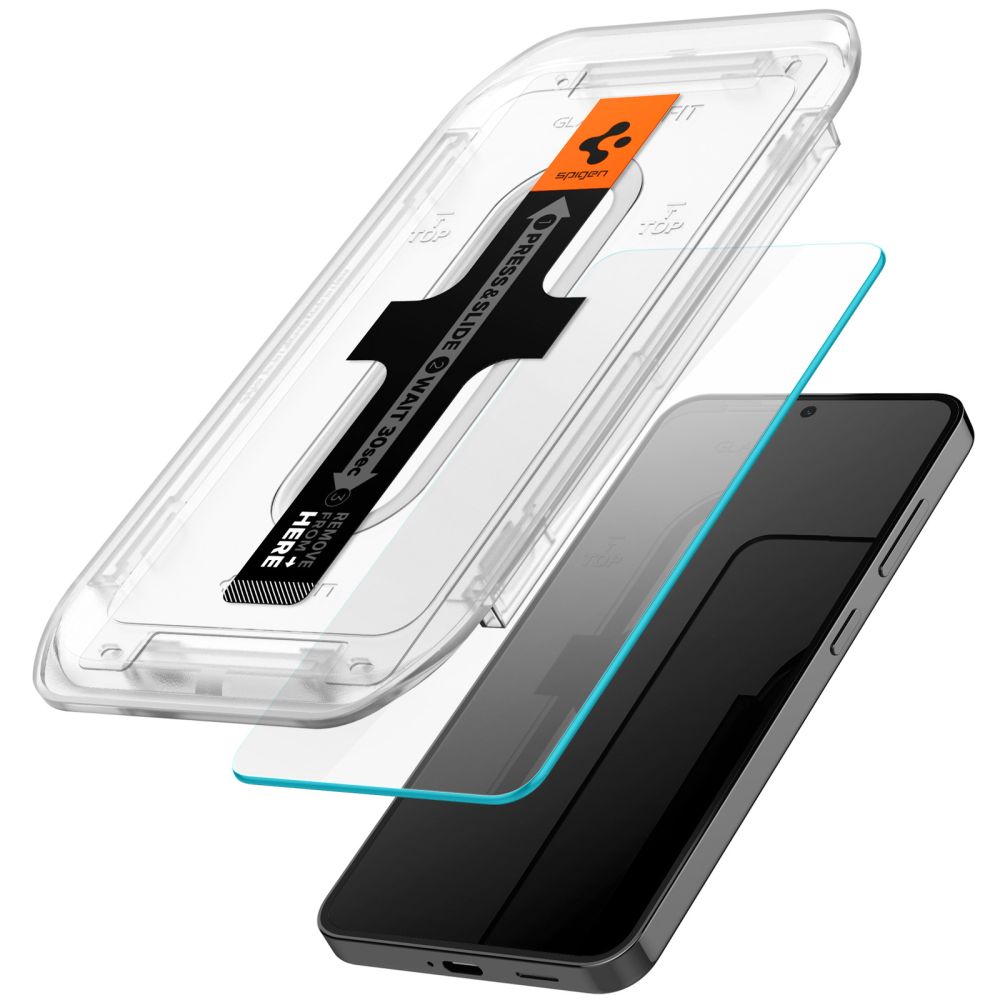 Schermbeschermer Spigen EZ FIT voor Samsung Galaxy S25 S931 / S24 S921, Glasbeschermd, Volledig gelijmd, Set 2 stuks