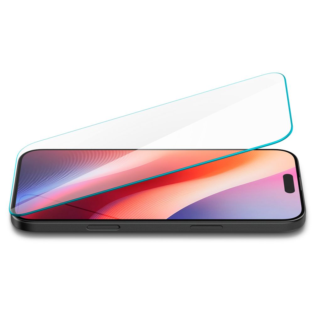 Beschermfolie Scherm Spigen GlastrR Slim HD voor Apple iPhone 16 / 15, Gehard Glas, Volledige Lijm, 2.5D AGL06910