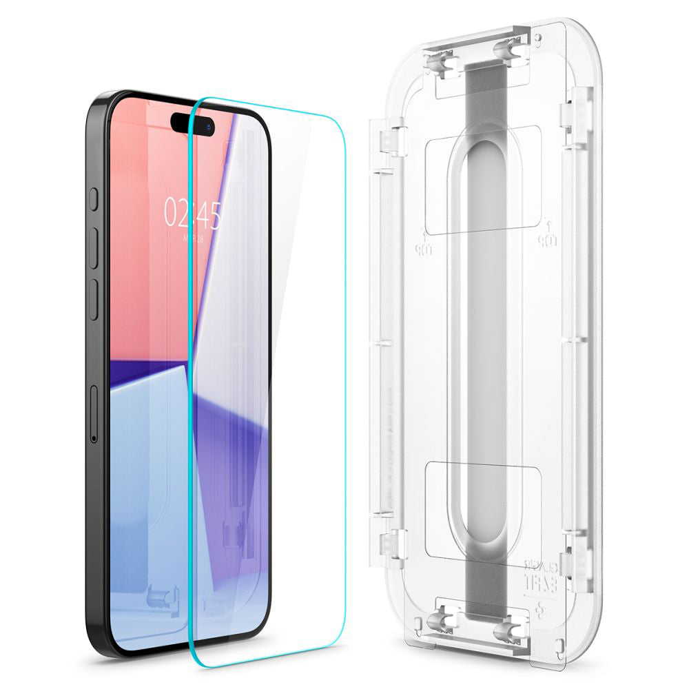 Beschermfolie Spigen GlastR EZ FIT voor Apple iPhone 15 Pro Max, Gehard Glas, Volledige Lijm, Set van 2 stuks AGL06872