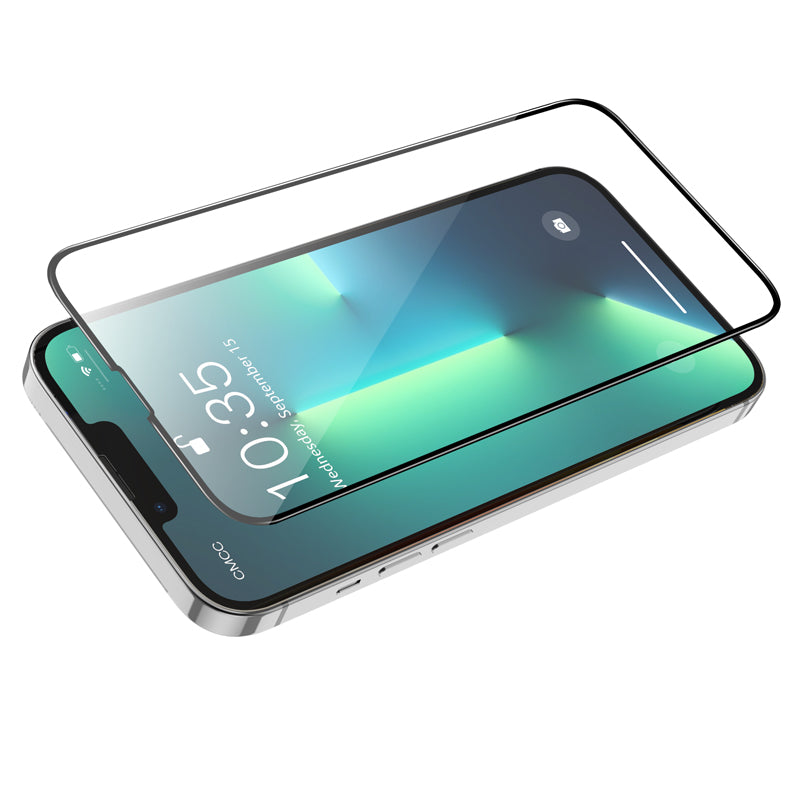 HOCO G16 Screen Protector for Apple iPhone 17e / 16e / 14 / 13 Pro, Tempered Glass, Full Glue, 5D, Black