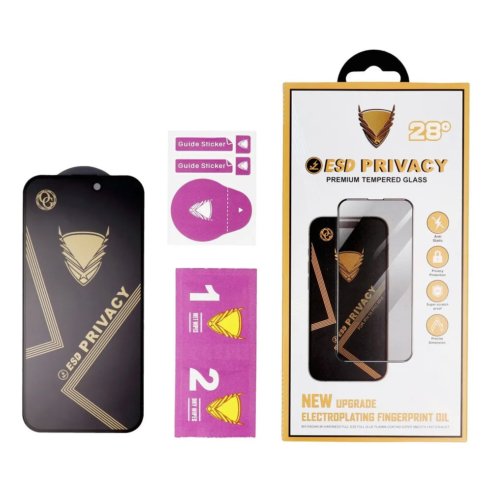 Privacy OG Premium schermbeschermfolie voor Apple iPhone 17 Pro Max, Gehard Glas, Volledige Lijm