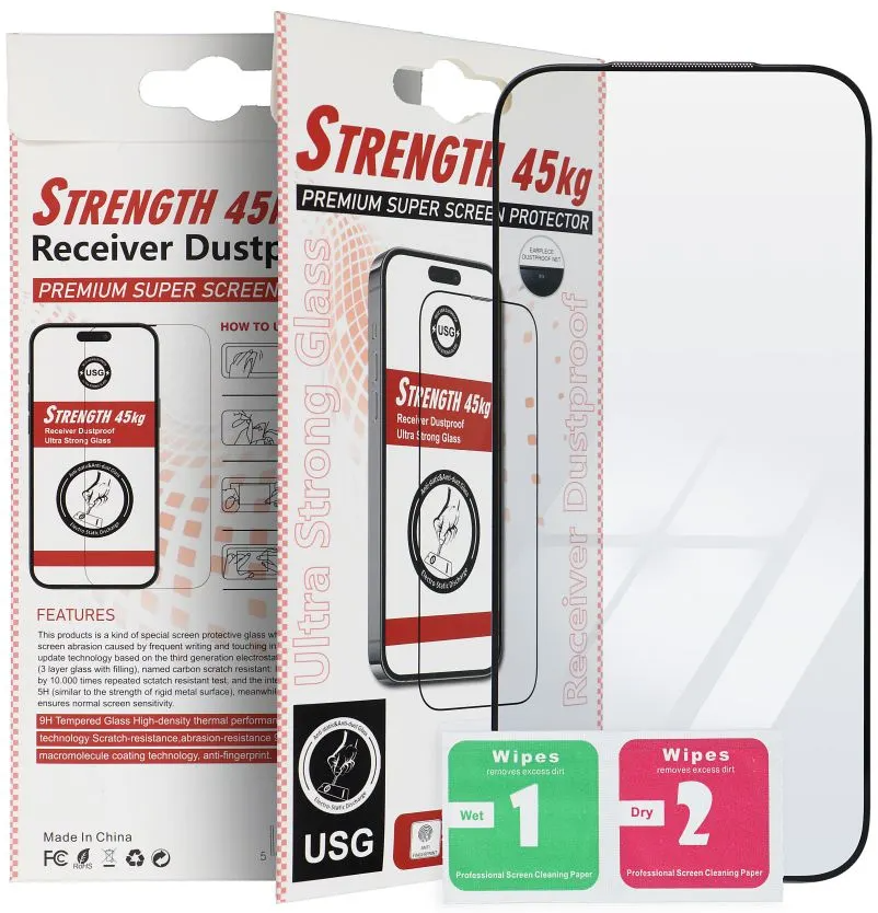 OEM Ultra Strong 45KG schermbeschermfolie voor Apple iPhone 17 Pro, gehard glas, volledige lijm, 2.5D, zwart