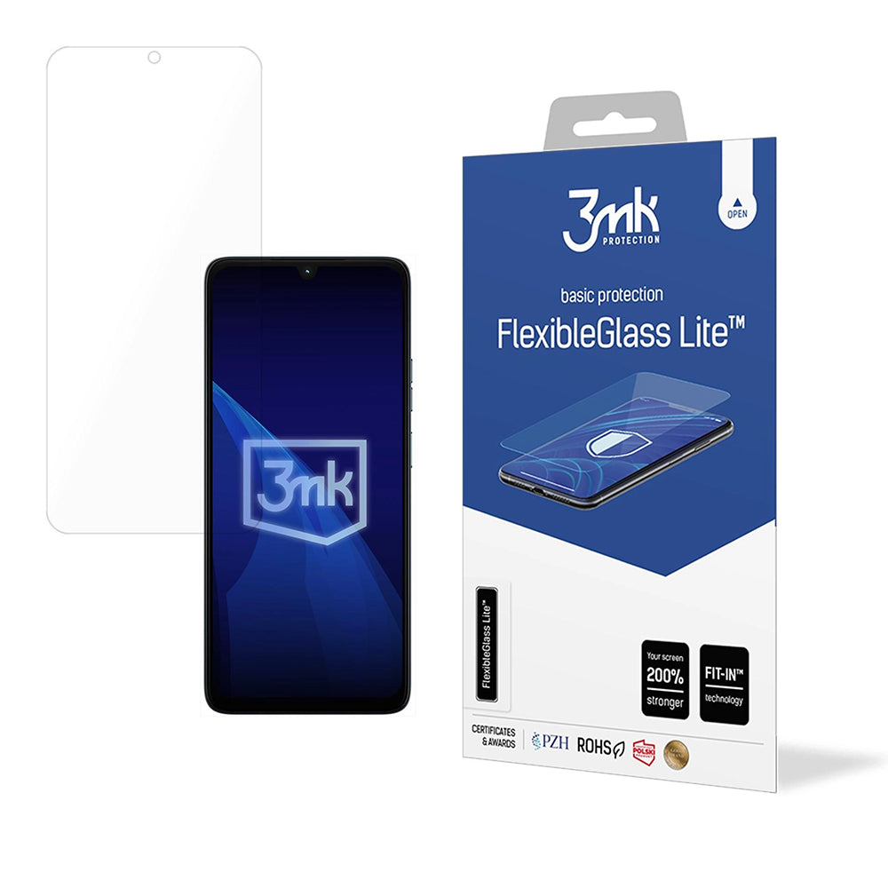 Schermbeveiligingsfolie 3MK FlexibleGlass Lite voor Motorola Moto G06 Power / G06, Flexibel Glas, Volledige Lijm