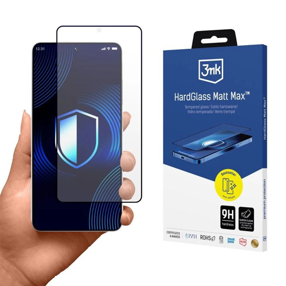 Beschermfolie Scherm 3MK HardGlass voor Samsung Galaxy S26 Ultra S948, Gehard Glas, Volledige Lijm, Zwart