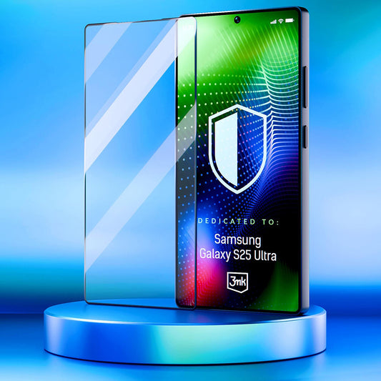 3MK Hardy Ultra schermbeschermfolie voor Samsung Galaxy S25 Ultra S938, gehard glas, full glue, zwart