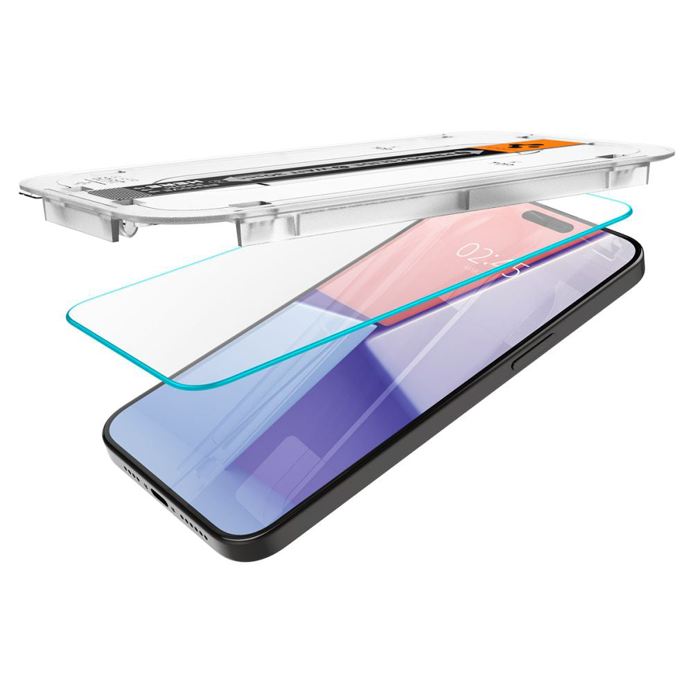 Beschermfolie Spigen GlastR EZ FIT voor Apple iPhone 15 Pro Max, Gehard Glas, Volledige Lijm, Set van 2 stuks AGL06872