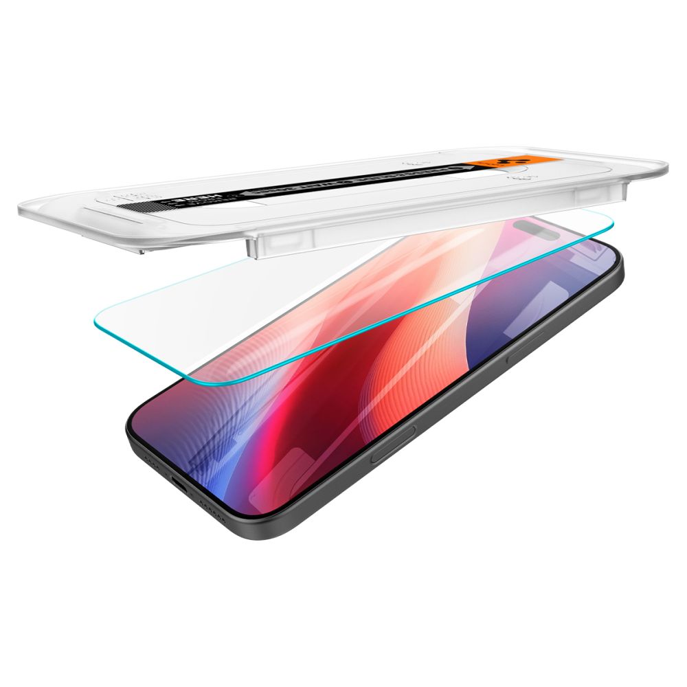 Spigen GlastR EZ FIT schermbeschermfolie voor Apple iPhone 17 Pro / 17 / 16 Pro, Gehard Glas, Volledige Lijm, Set van 2 stuks