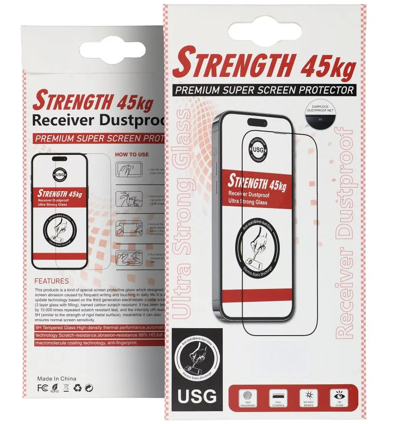 OEM Ultra Strong 45KG schermbeschermfolie voor Apple iPhone 16 Pro Max, gehard glas, full glue, 2.5D, zwart