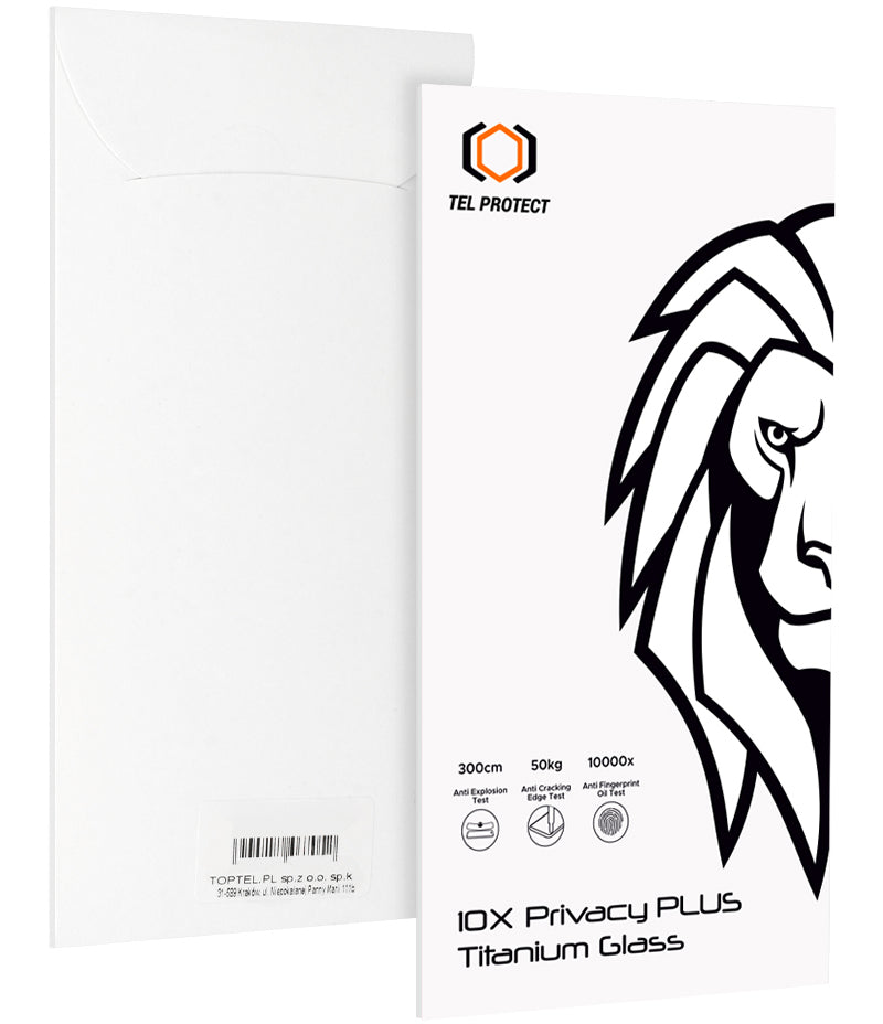 Tel Protect 10X Plus Titanium privacy-schermbeschermer voor Apple iPhone 17 Pro, gehard glas, volledige kleeflaag