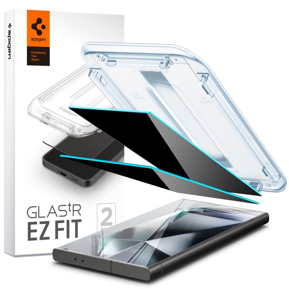 Spigen EZ FIT Privacy Screen Protector voor Samsung Galaxy S24 Ultra S928, beschermend glas, volledig gelijmd, set van 2 stuks