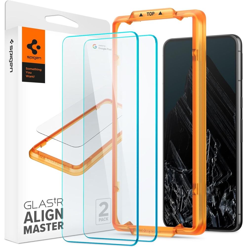 Spigen Alm GlastR Screen Protector voor Google Pixel 8 Pro, Volledig gelijmd, Glasbeschermd, Set 2 stuks