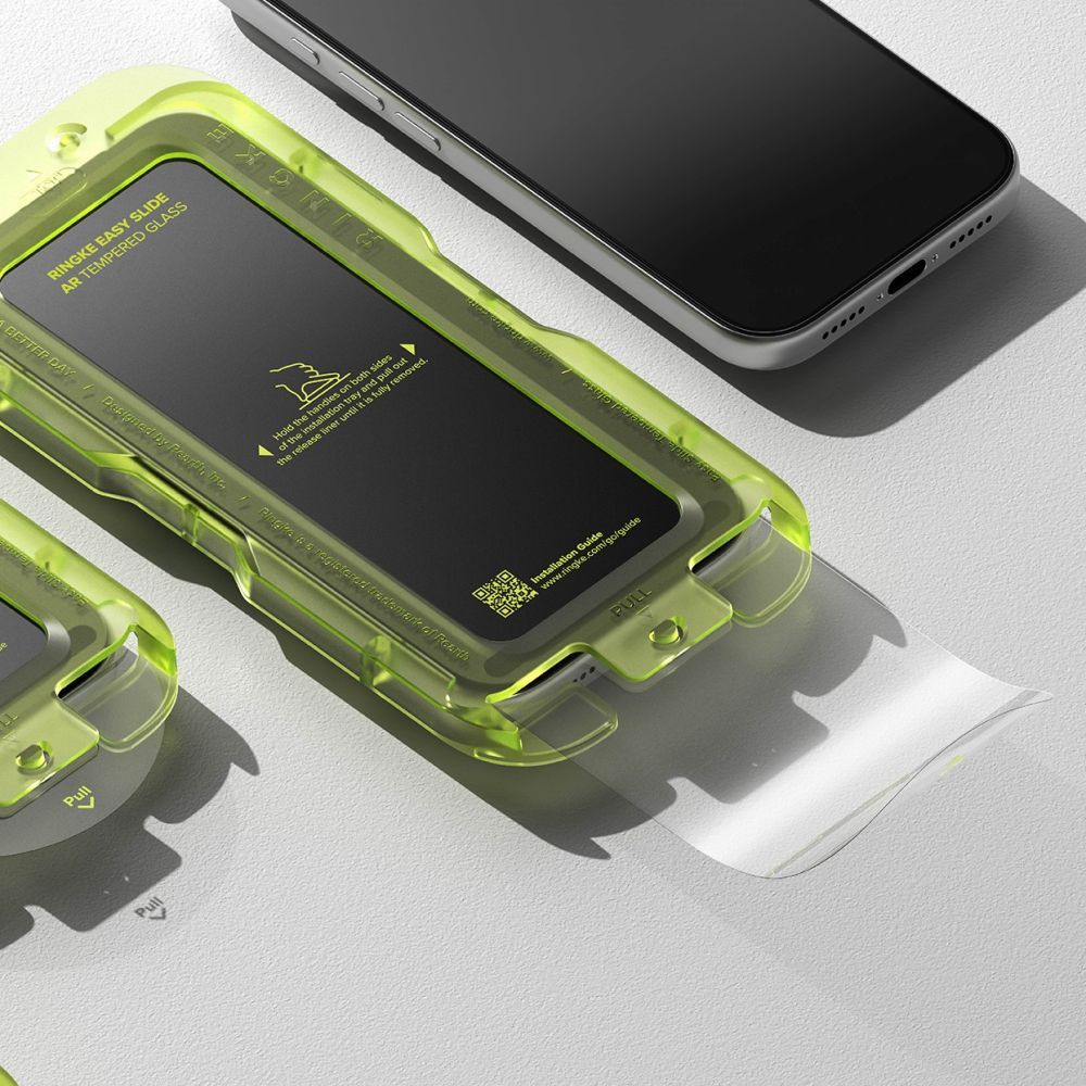 Ringke Easy Slide AR schermbeschermfolie voor Apple iPhone 17 Pro, gehard glas, volledige lijm, 2.5D, zwart