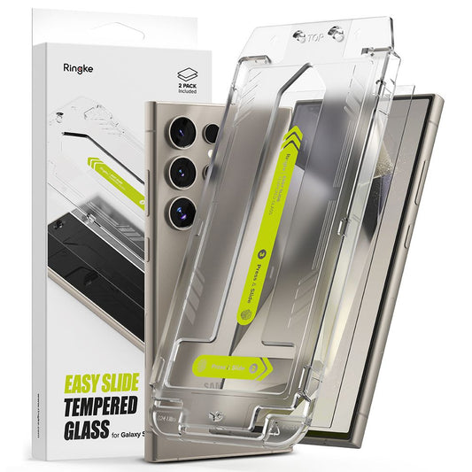 Ringke Easy Slide Screen Protector voor Samsung Galaxy S24 Ultra S928, Glasbeschermd, Volledig gelijmd, Set 2 stuks
