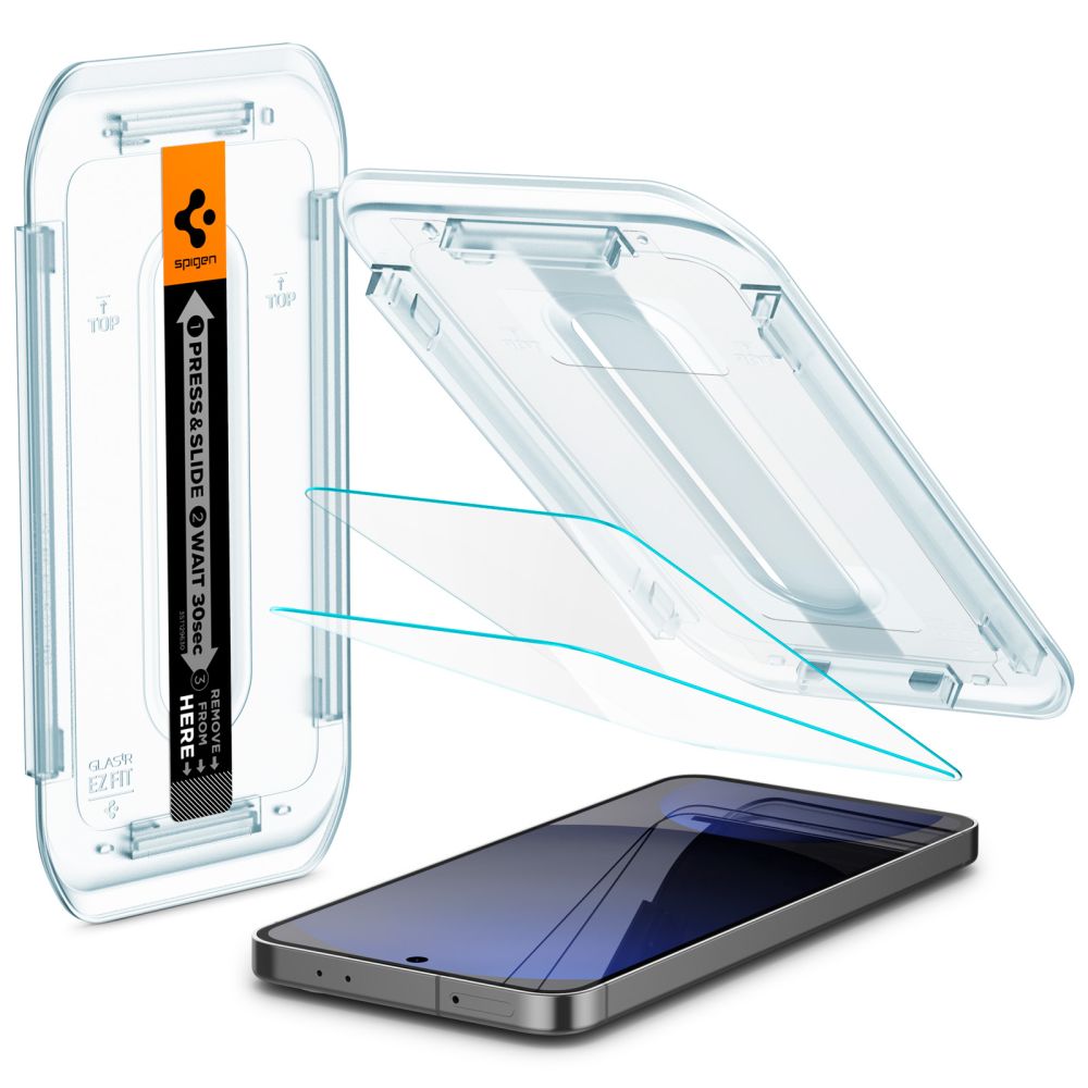 Spigen EZ FIT Screen Protector voor Samsung Galaxy S24 FE S721, Glasbeschermd, Volledig gelijmd, Set 2 stuks AGL08729