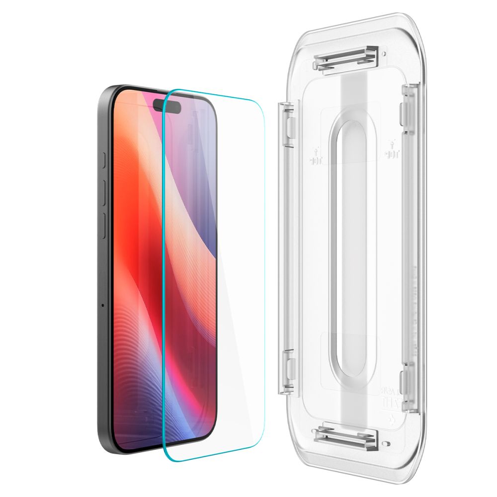 Spigen GlastR EZ FIT schermbeschermfolie voor Apple iPhone 17 Pro / 17 / 16 Pro, Gehard Glas, Volledige Lijm, Set van 2 stuks