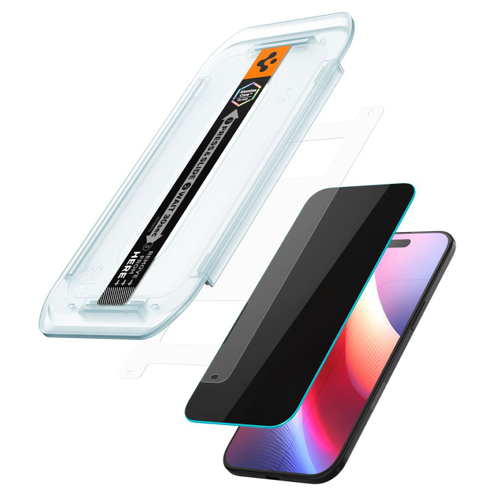 Privacy Screen Protector Spigen GlastR EZ FIT voor Apple iPhone 17 Air, Gehard Glas, Volledige Lijm, Set van 2 Stuks