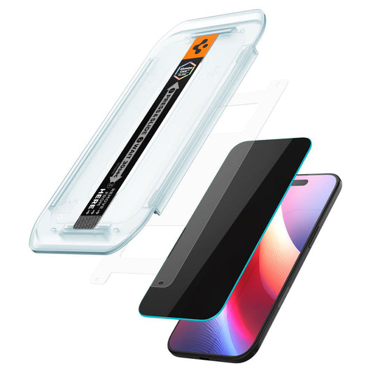 Privacy Screen Protector Spigen GlastR EZ FIT voor Apple iPhone 17 Air, Gehard Glas, Volledige Lijm, Set van 2 Stuks