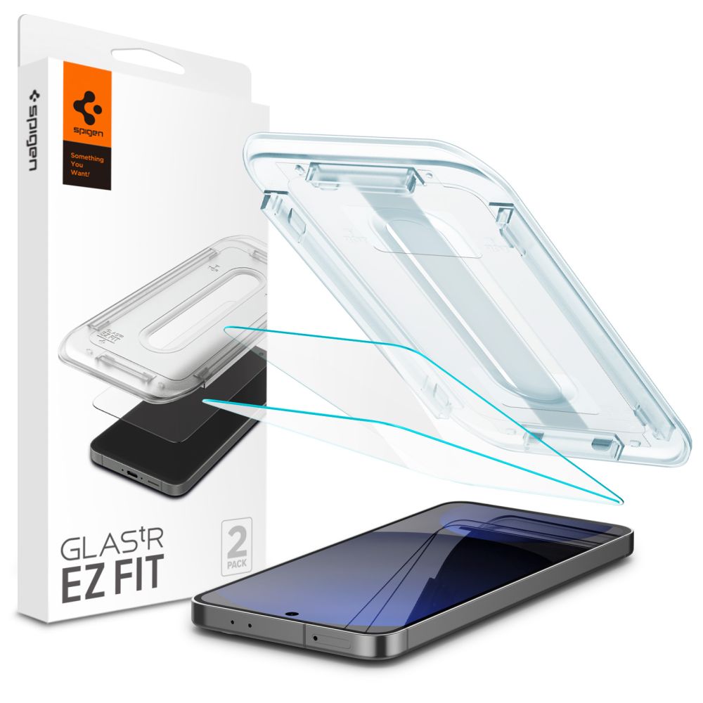 Spigen EZ FIT Screen Protector voor Samsung Galaxy S24 FE S721, Glasbeschermd, Volledig gelijmd, Set 2 stuks AGL08729