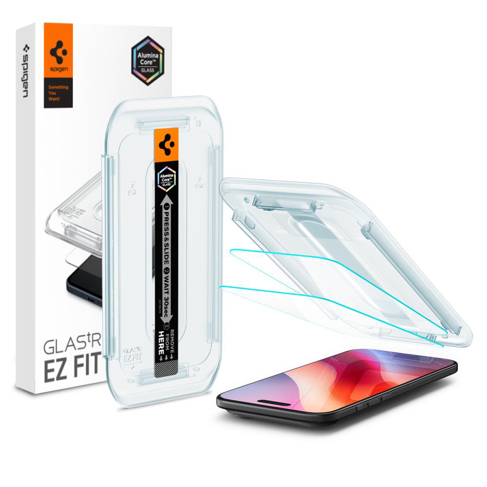 Beschermfolie Spigen GlastR EZ FIT voor Apple iPhone 17 Air, Gehard Glas, Volledige Lijm, Set van 2 Stuks