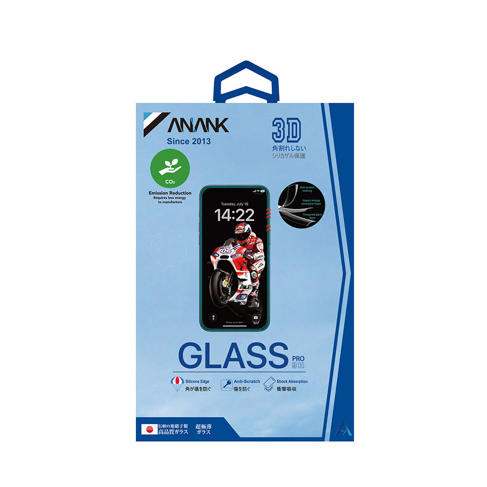 Anank 3X Versterkte Screenprotector voor Apple iPhone 15 Pro Max, Gehard Glas, Volledige Lijm, 3D, Zwart