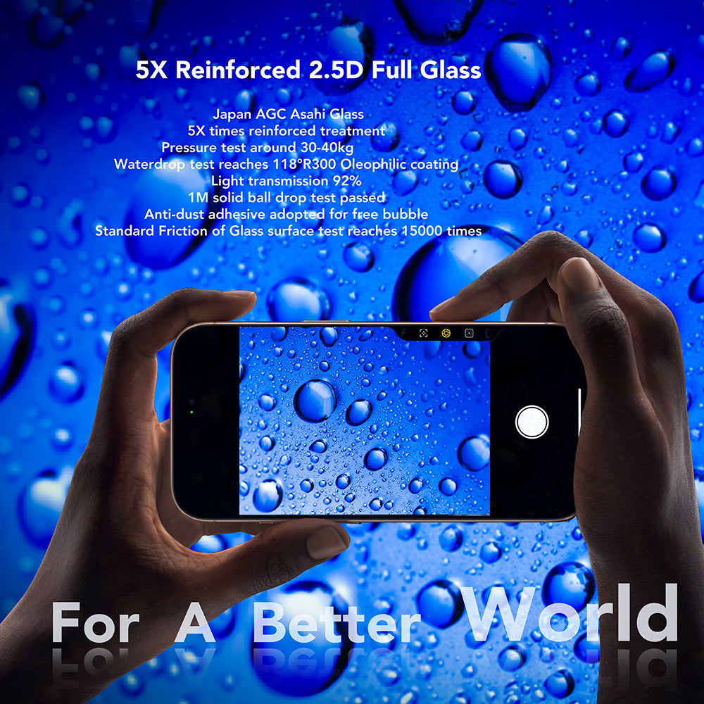 Beschermfolie Anank Scherm voor Apple iPhone 17 Pro Max, Gehard Glas, Volledige Lijm, 2.5D, Zwart