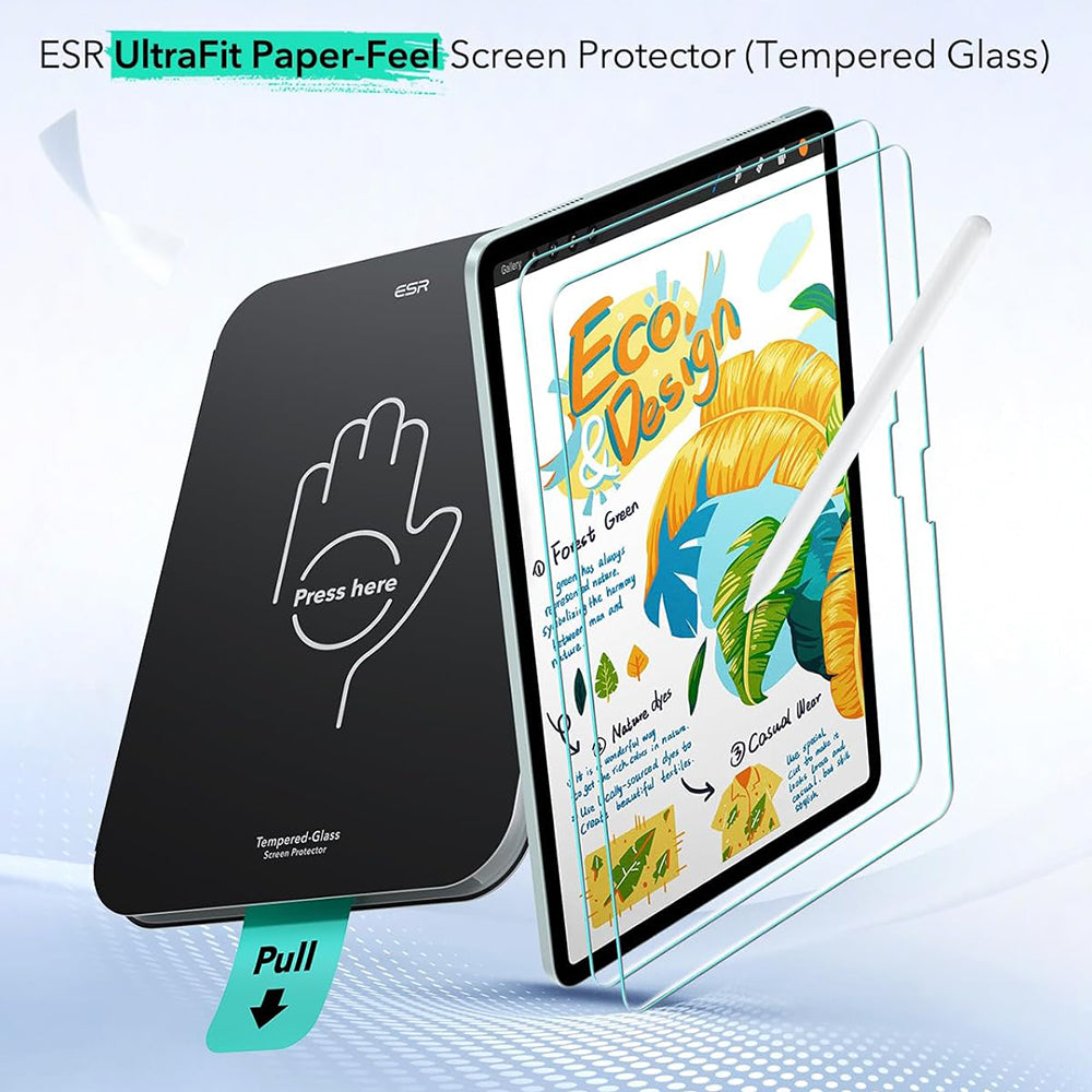 Beschermfolie ESR Paper Feel UltraFit voor Apple iPad Air 13 (2026) / Air 13 (2025), Plastic, Set van 2 stuks