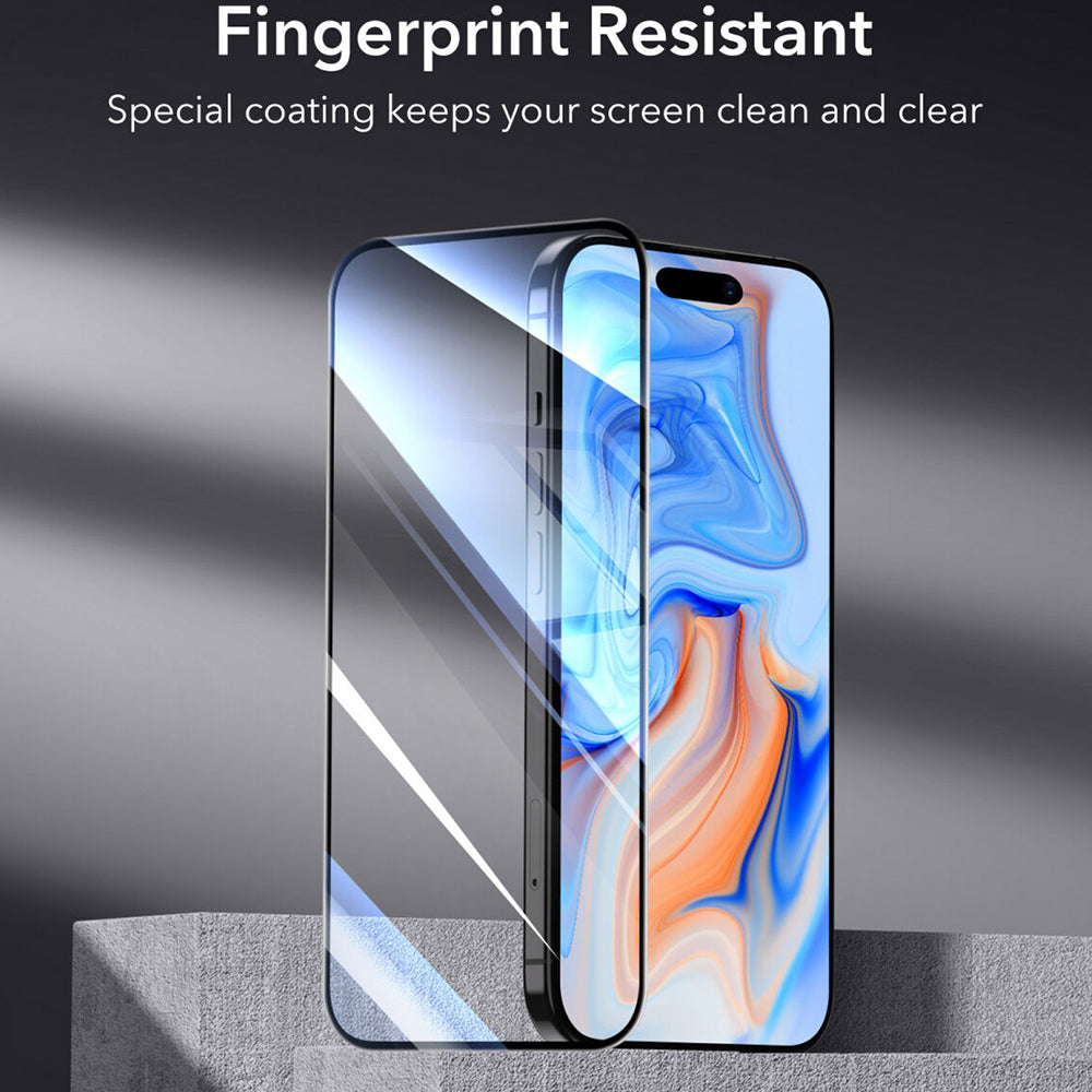 Beschermfolie ESR Scherm voor Apple iPhone 15, Gehard Glas, Volledige Lijm, Zwart