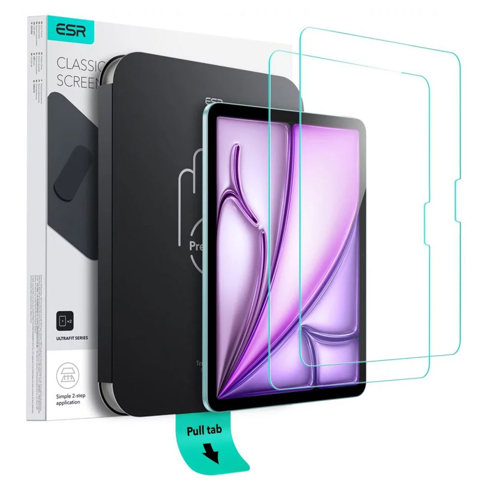 ESR UltraFit schermbeschermfolie voor Apple iPad Air 13 (2026) / Pro 13 (2025), gehard glas, full glue, set van 2 stuks