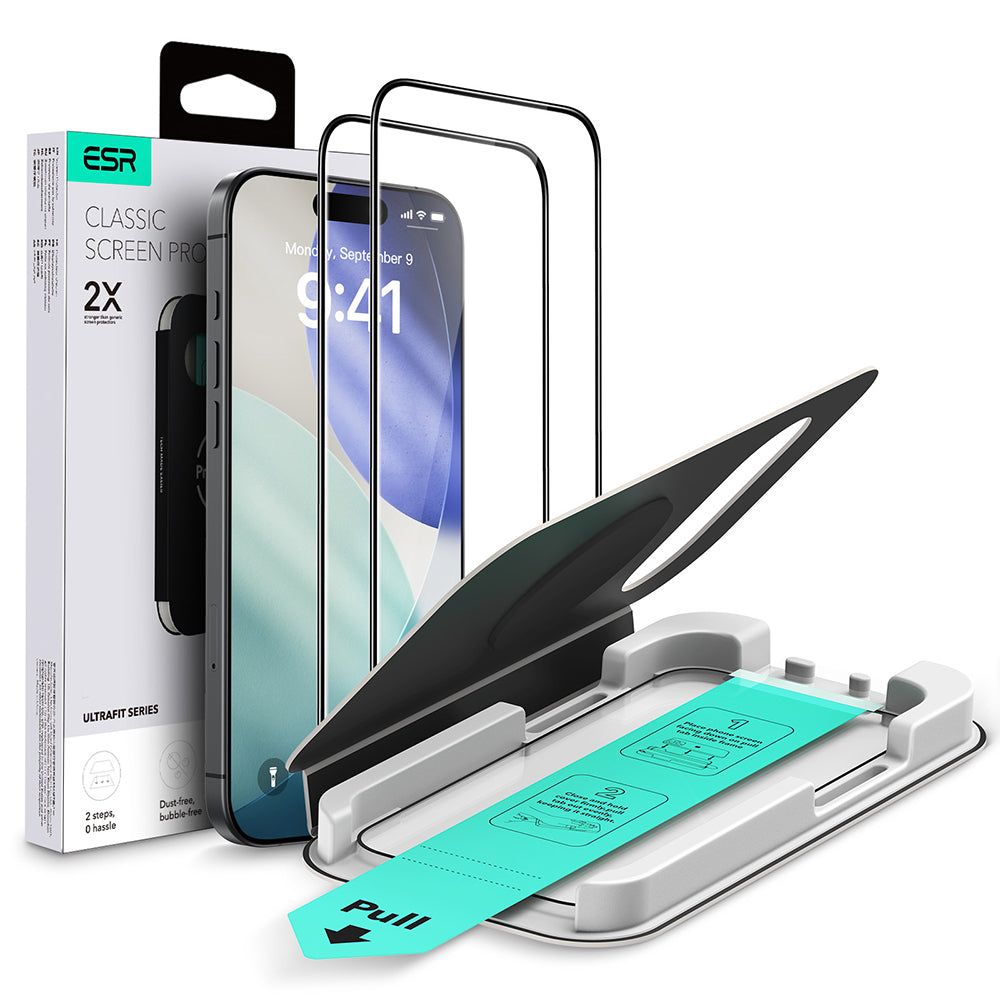 Beschermfolie ESR UltraFit voor Apple iPhone 17 Air, Gehard Glas, Volledige Lijm, Set van 2 stuks, Zwart
