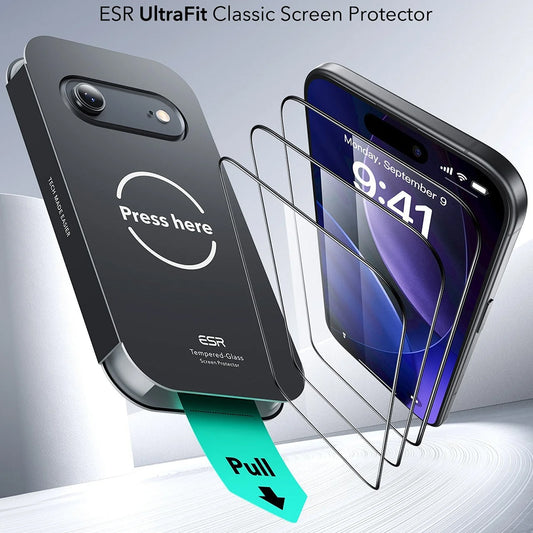 Beschermfolie ESR UltraFit voor Apple iPhone 17 Air, Gehard Glas, Volledige Lijm, Set van 3 Stuks