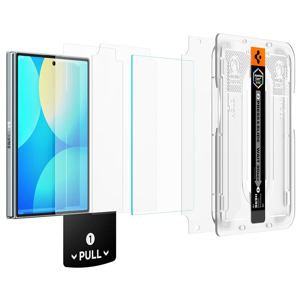 Spigen GlastR EZ FIT Pro HD Buiten Scherm Beschermfolie voor Samsung Galaxy Z Fold8 F971, Gehard Glas, Volledige Lijm, Set van 2 stuks AGL11943