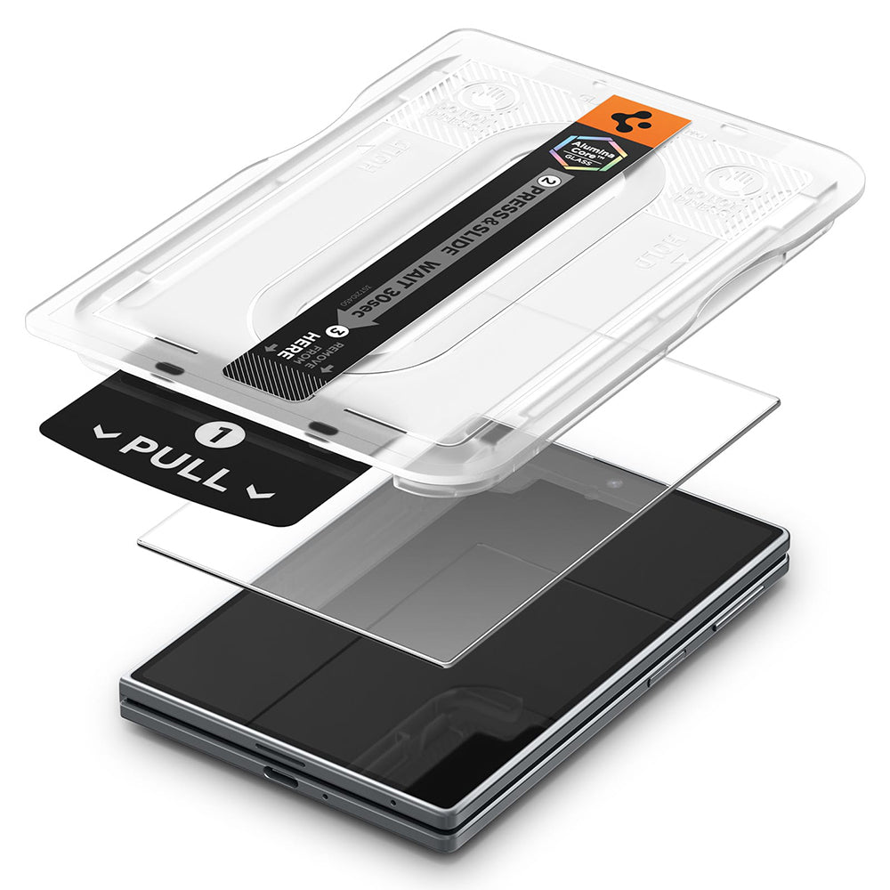 Spigen GlastR EZ FIT Pro HD Buiten Scherm Beschermfolie voor Samsung Galaxy Z Fold8 F971, Gehard Glas, Volledige Lijm, Set van 2 stuks AGL11943