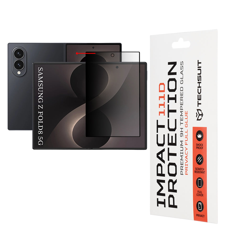Privacy Techsuit Binnenkant Schermbeschermfolie voor Samsung Galaxy Z Fold8 F971, Gehard Glas, Volledige Lijm, 111D