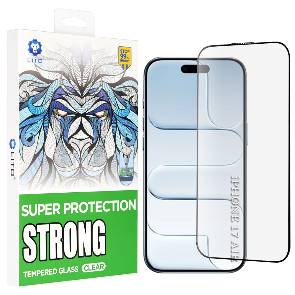 Beschermfolie Lito D+ Max Strong voor Apple iPhone 17 Air, Gehard Glas, Volledige Lijm, Zwart