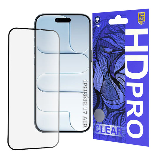 Beschermfolie Lito HD Pro Clear voor Apple iPhone 17 Air, Gehard Glas, Volledige Lijm, Zwart