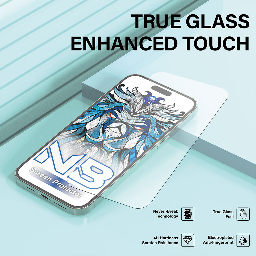 Beschermfolie Lito NB Scherm voor Apple iPhone 17 / 16 Pro, Gehard Glas, Volledige Lijm, Zwart