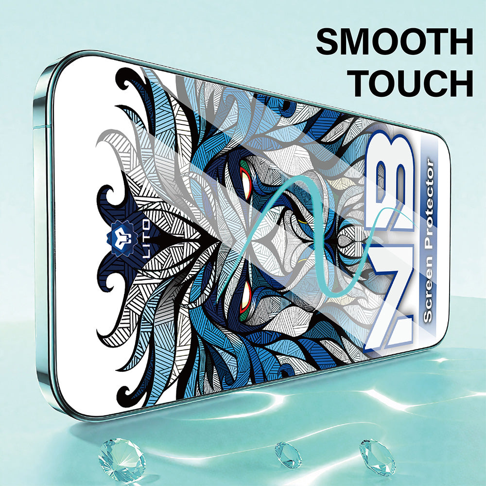 Beschermfolie Lito NB Scherm voor Apple iPhone 17 / 16 Pro, Gehard Glas, Volledige Lijm, Zwart