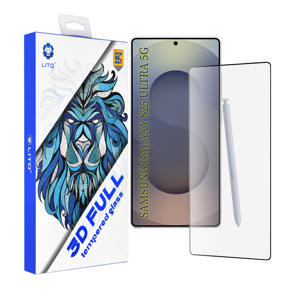 Lito schermbeschermfolie voor Samsung Galaxy S25 Ultra S938, gehard glas, full glue, 3D, zwart