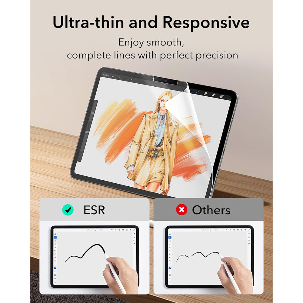 Matte ESR Paper Feel schermbeschermfolie voor Apple iPad Air 13 (2025) / Air 13 (2024), Plastic, Volledige Lijm, Set van 2 stuks