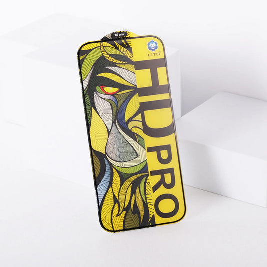 Matte Lito HD Pro schermbeschermfolie voor Apple iPhone 16, gehard glas, volledige lijm, zwart