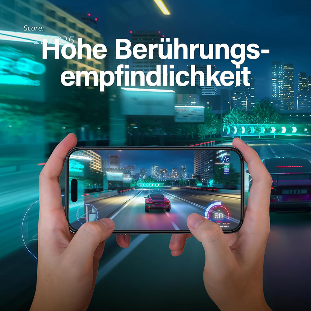 Matte PanzerGlass Ultra-Wide Fit Gaming schermbeschermfolie voor Apple iPhone 16 Pro, Gehard Glas, Volledige Lijm, Zwart