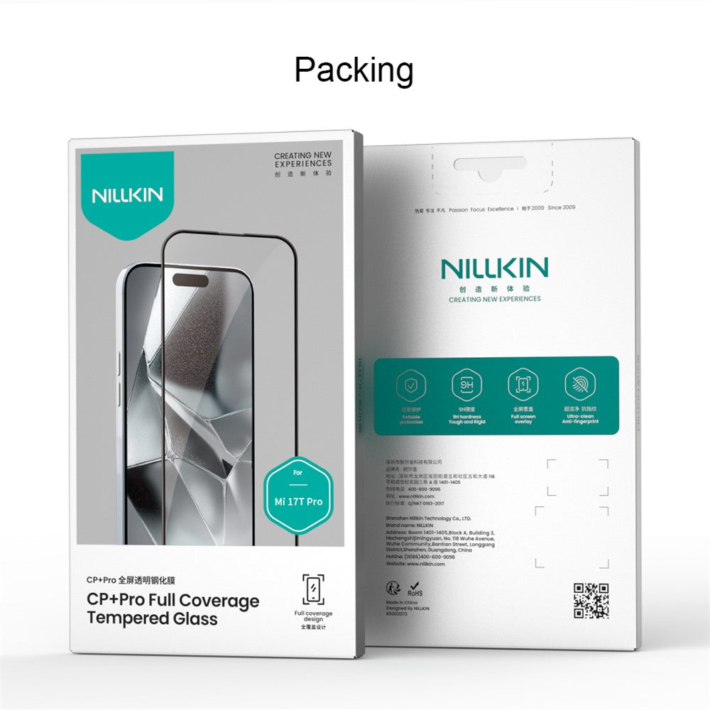 Nillkin CP+ Pro schermbeschermfolie voor Xiaomi 17T Pro, gehard glas, volledige lijm, zwart