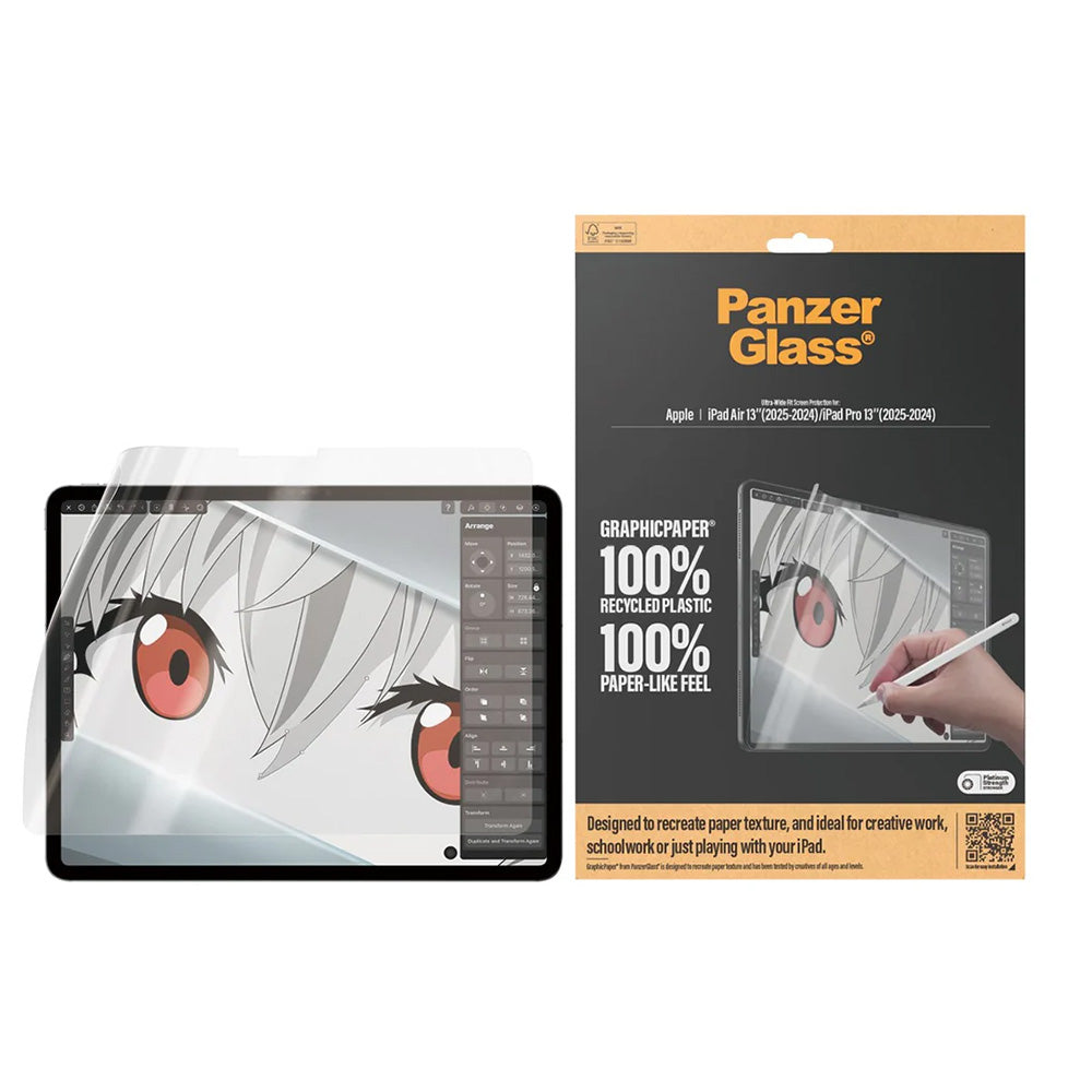 PanzerGlass Ultra-Wide Fit GraphicPaper schermbeschermfolie voor Apple iPad Air 13 (2026) / Pro 13 (2025), Plastic