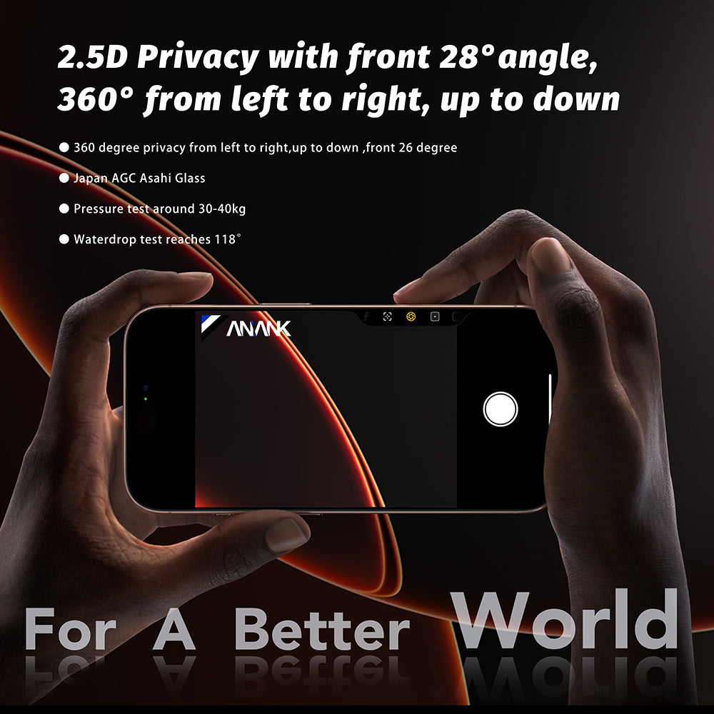 Privacy-schermbeveiligingsfolie Anank 5X Versterkt 360 voor Apple iPhone 17 Air, Gehard Glas, Volledige Lijm, 2.5D