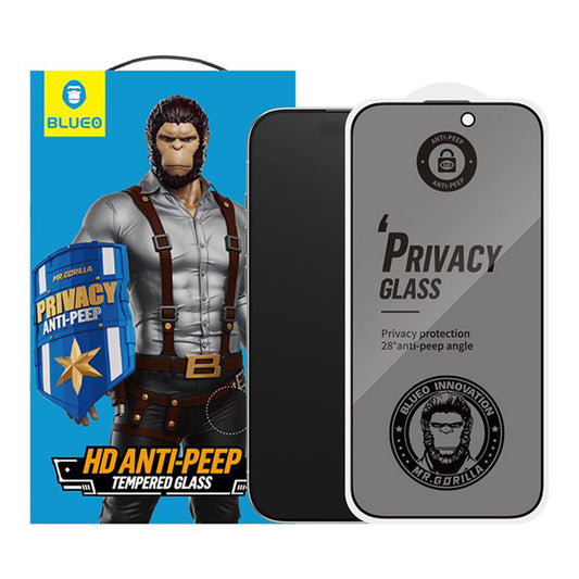 Beschermfolie Privacy Blueo Anti-Peep voor Apple iPhone 17 Pro Max / 16 Pro Max, Gehard Glas, Volledige Lijm, Set van 5 stuks