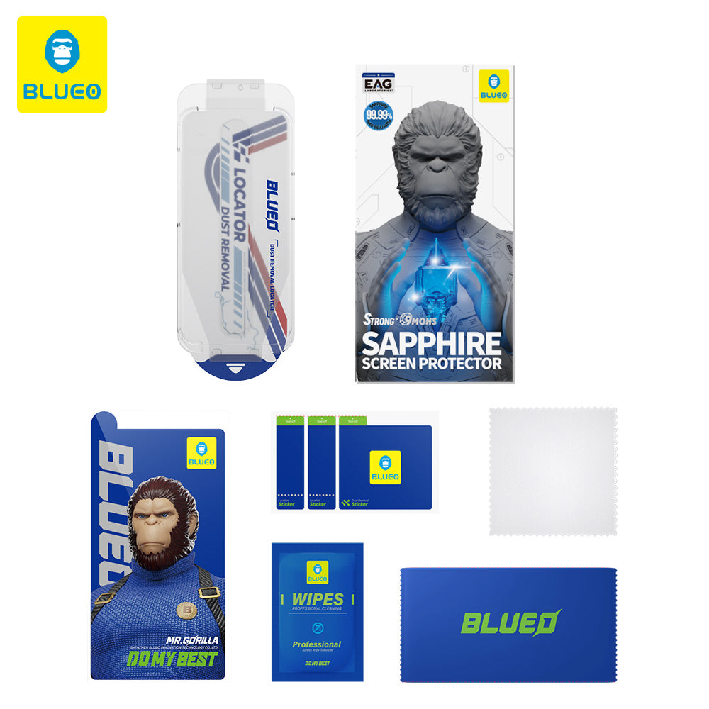 Beschermfolie Privacy Blueo Sapphire Applicator Pro voor Apple iPhone 17 Air, Gehard Glas, Volledige Lijm