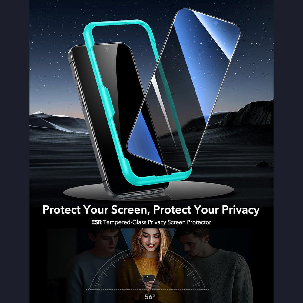 Privacy ESR schermbeschermfolie voor Apple iPhone 17 Air, Gehard Glas, Volledige Lijm, Set van 3 stuks