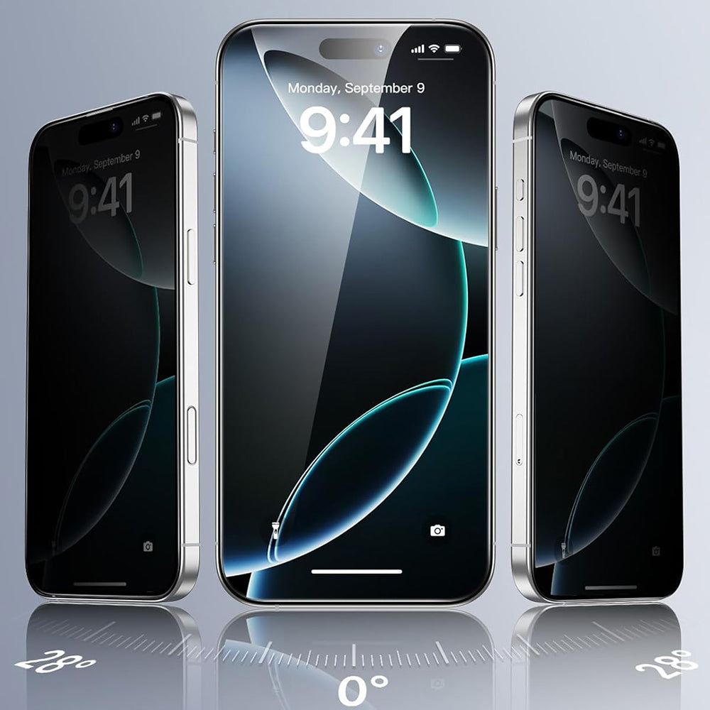 Privacy ESR schermbeschermfolie voor Apple iPhone 17 Pro, Gehard Glas, Volledige Lijm, Set van 3 stuks